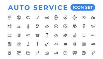 Auto service and car garage Set of thin line web icon set, simple outline icons collection, Pixel Perfect icons, Simple vector illustration.