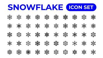 snowflake icons collection.Thin outline icons pack. vector