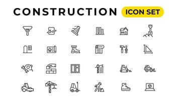 Build and construction thin line icons vector