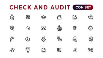 Check and audit line icons collection. Set of thin line web icon set, simple outline icons collection, Pixel Perfect icons, Simple vector illustration.