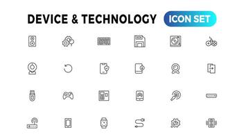 Device and Information technology line icons collection. Big UI icon set in a flat design. Thin outline icons pack vector