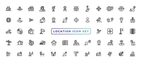 Location icons set. Navigation icons. Map pointer icons. Location symbols. Vector illustration