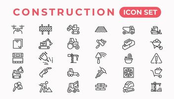 Build and construction thin line icons vector