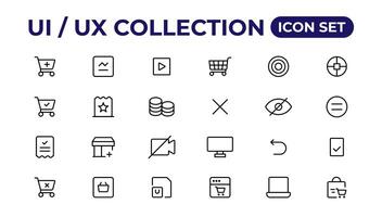 Ui ux icon set, user interface iconset collection. vector