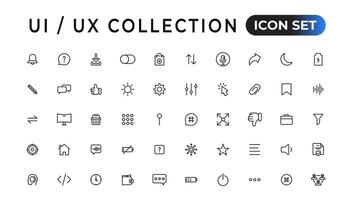 mega conjunto de ui ux icono colocar, usuario interfaz conjunto de iconos colección.conjunto de Delgado línea web icono colocar, sencillo contorno íconos recopilación, píxel Perfecto iconos, sencillo vector ilustración.