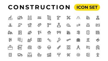 Build and construction thin line icons vector