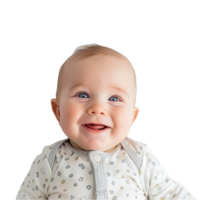 ai gegenereerd glimlachen baby bovenste schot met transparant achtergrond PNG voor veelzijdig gebruik in ontwerpen en presentaties