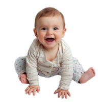 ai generiert lächelnd Baby Oberer, höher Schuss mit transparent Hintergrund png zum vielseitig verwenden im Designs und Präsentationen