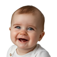 ai generiert lächelnd Baby Oberer, höher Schuss mit transparent Hintergrund png zum vielseitig verwenden im Designs und Präsentationen