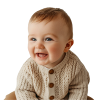 AI generated Smiling Baby Upper Shot with Transparent Background PNG for Versatile Use in Designs and Presentations