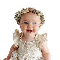 AI generated Smiling Baby Upper Shot with Transparent Background PNG for Versatile Use in Designs and Presentations