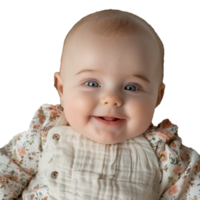 ai generiert lächelnd Baby Oberer, höher Schuss mit transparent Hintergrund png zum vielseitig verwenden im Designs und Präsentationen