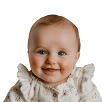 ai generiert lächelnd Baby Oberer, höher Schuss mit transparent Hintergrund png zum vielseitig verwenden im Designs und Präsentationen