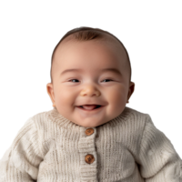 ai generiert lächelnd Baby Oberer, höher Schuss mit transparent Hintergrund png zum vielseitig verwenden im Designs und Präsentationen