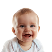 ai generiert lächelnd Baby Oberer, höher Schuss mit transparent Hintergrund png zum vielseitig verwenden im Designs und Präsentationen