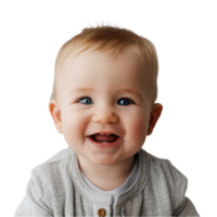 ai gegenereerd glimlachen baby bovenste schot met transparant achtergrond PNG voor veelzijdig gebruik in ontwerpen en presentaties