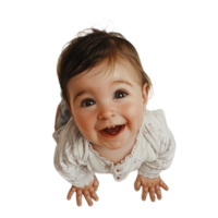 ai generiert lächelnd Baby Oberer, höher Schuss mit transparent Hintergrund png zum vielseitig verwenden im Designs und Präsentationen