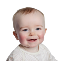 ai gegenereerd glimlachen baby bovenste schot met transparant achtergrond PNG voor veelzijdig gebruik in ontwerpen en presentaties