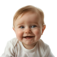 ai generiert lächelnd Baby Oberer, höher Schuss mit transparent Hintergrund png zum vielseitig verwenden im Designs und Präsentationen