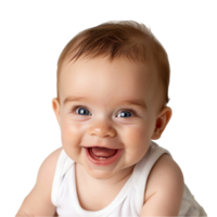 AI generated Smiling Baby Upper Shot with Transparent Background PNG for Versatile Use in Designs and Presentations