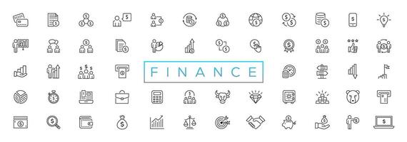 Finance line icons set. Money payments elements outline icons collection. Payments elements symbols. Currency, money, bank, cryptocurrency, check, wallet, piggy, balance, safe vector