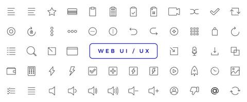 Set of outline ui and ux icons. Minimalist thin linear web icon set vector