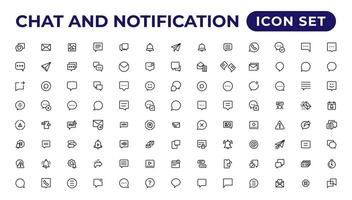 Chat and notification line icons collection. Bell, message, like, reminder, devices icons. vector