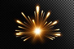 Fire Rays with Particle Explosion, Vector Illustration