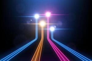 Colorful Light Trails, Long Time Exposure Motion Blur Effect, Vector Illustration