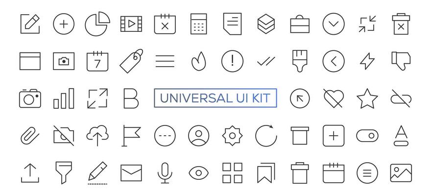 Minimalist and simple looking ui icons set for dark, light mode. Outline isolated user interface elements for night, day themes