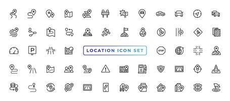 Location icons set. Navigation icons. Map pointer icons. Location symbols. Vector illustration