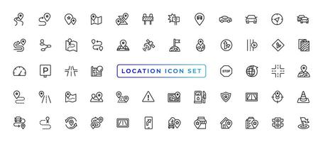 Location icons set. Navigation icons. Map pointer icons. Location symbols. Vector illustration