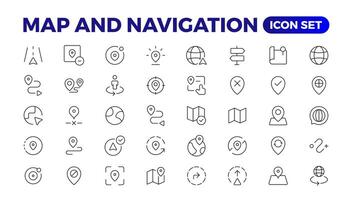 Navigation Line Icons vector. symbol of map location. Map place marker. pointer GPS location symbol. vector