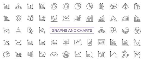 creciente bar grafico icono colocar. negocio gráficos y cartas iconos Estadísticas y analítica vector icono. estadística y datos, cartas diagramas, dinero, abajo o arriba flecha