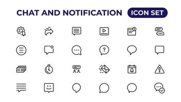 Chat and notification line icons collection. Bell, message, like, reminder, devices icons. vector