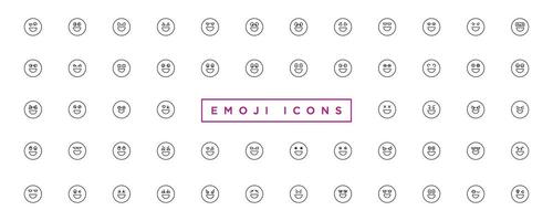 emoji caras recopilación. emojis plano estilo. contento y triste emojis línea sonriente cara vector