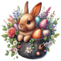 aquarelle Pâques clipart, Pâques lapin graphique, garderie Pâques clipart, aquarelle mignonne lapin, clipart Pâques œufs, png