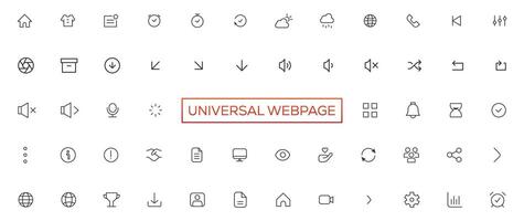 Vector line universal webpage tiny icon set