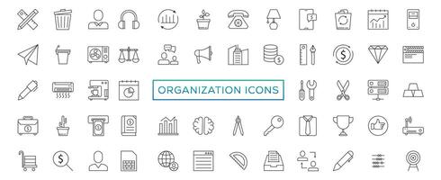 Business people, human resources, office management - thin line web icon set. Outline icons collection. Simple vector illustration