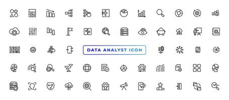 Data Analytic thin line icon set. Data Analysis editable stroke icons. Data analytics, mining, optimization, processing, statistic, monitoring, analysis vector