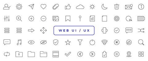 Set of outline ui and ux icons. Minimalist thin linear web icon set vector