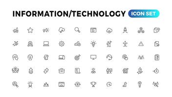 dispositivo y información tecnología línea íconos recopilación. grande ui icono conjunto en un plano diseño. Delgado contorno íconos paquete vector