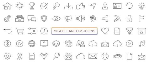 Miscellaneous icons- thin line web icon set. Outline icons collection. Simple vector illustration