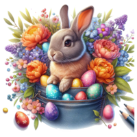 acquerello Pasqua clipart, Pasqua coniglietto grafica, asilo Pasqua clipart, acquerello carino coniglietto, clipart Pasqua uova, png