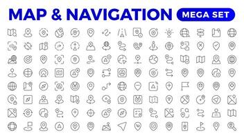 Navigation Line Icons vector. symbol of map location. Map place marker. pointer GPS location symbol. vector