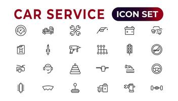 Car service icon set with editable stroke and white background. Auto service, car repair icon set. Car service and garage. vector