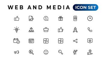 paquete de iconos de audio y video. conjunto de iconos de línea delgada. conjunto de colección de iconos planos. iconos vectoriales simples vector