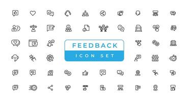 Feedback Outline Icon Collection. Thin Line Set contains such Icons as Rating, Testimonials, Quick Response, Satisfaction and more. Simple web icon set vector