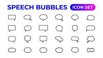 Speech bubbles icon set.Thin outline icons pack. vector