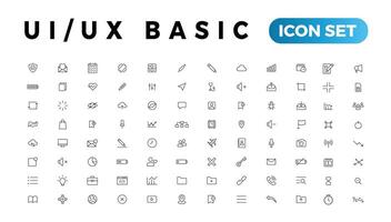 básico usuario interfaz esencial colocar. ui ux línea contorno iconos para aplicación, web, impresión. editable ataque. vector